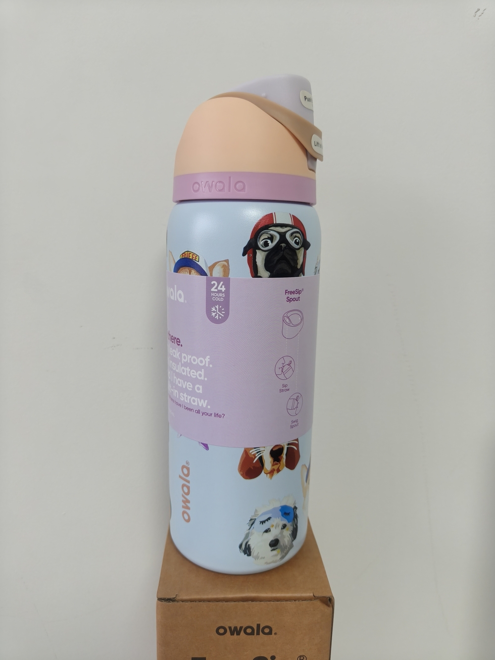Owala 32oz FreeSip Dog Collage UO Exclusive Insulated Water Bottle Brand New
